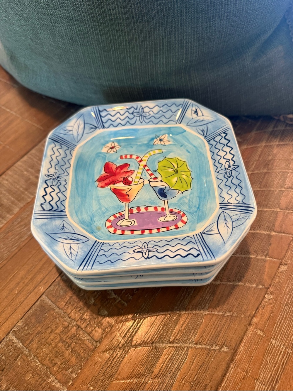 Hausenware ceramic cocktail appetizer plate designed by Mary Jane Mitchell set 4